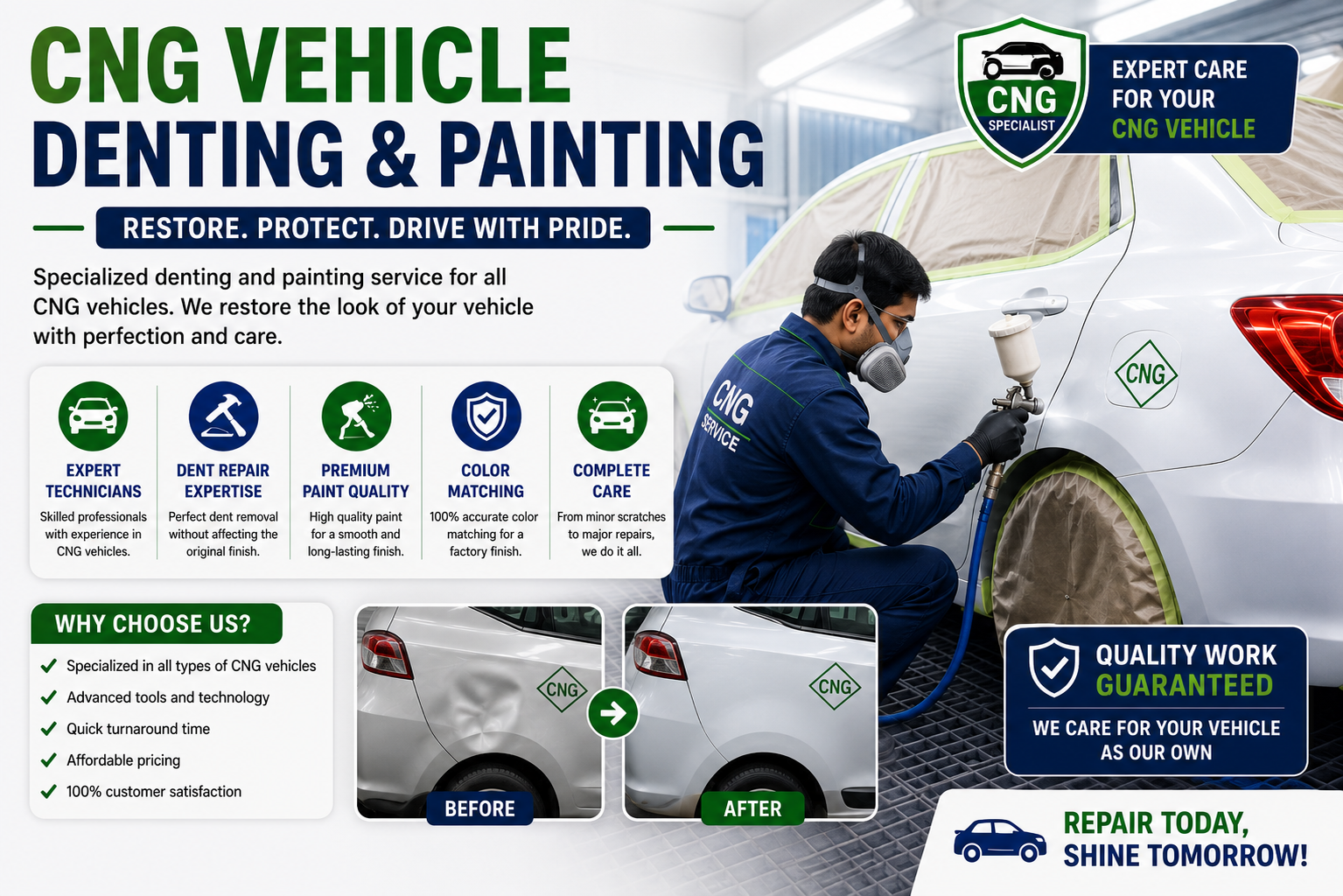 CNG Vehicle Denting and Painting in Baramati, Solapur, Pune